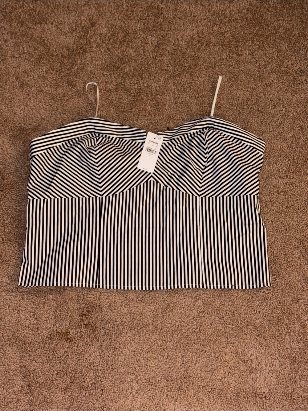 NWT Express Striped Black & White Bustier Style Crop Top